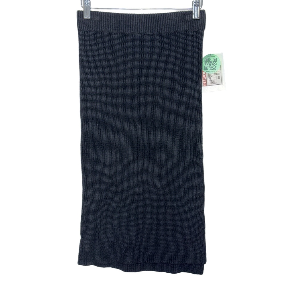 NEW Abercrombie & Fitch Black Ribbed Knit Side Slit Midi Skirt Womens Size XS P